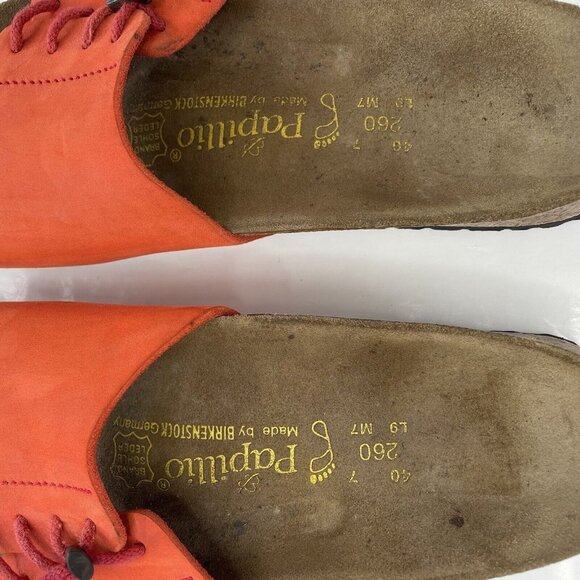 BIRKENSTOCK Papillio Orange Leather Slide Women's Sz 9 Lace Up Sandal - Picture 4 of 6